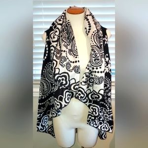Shana Reversible Boho Print Open Front Cardigan Sweater/Poncho/Vest OS NWT